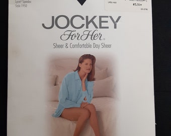 Vintage Jockey For Her Sheer Midnight Navy Medium Tall Sandalfoot Nylon Lycra Spandex Pantyhose Hosiery New In Package