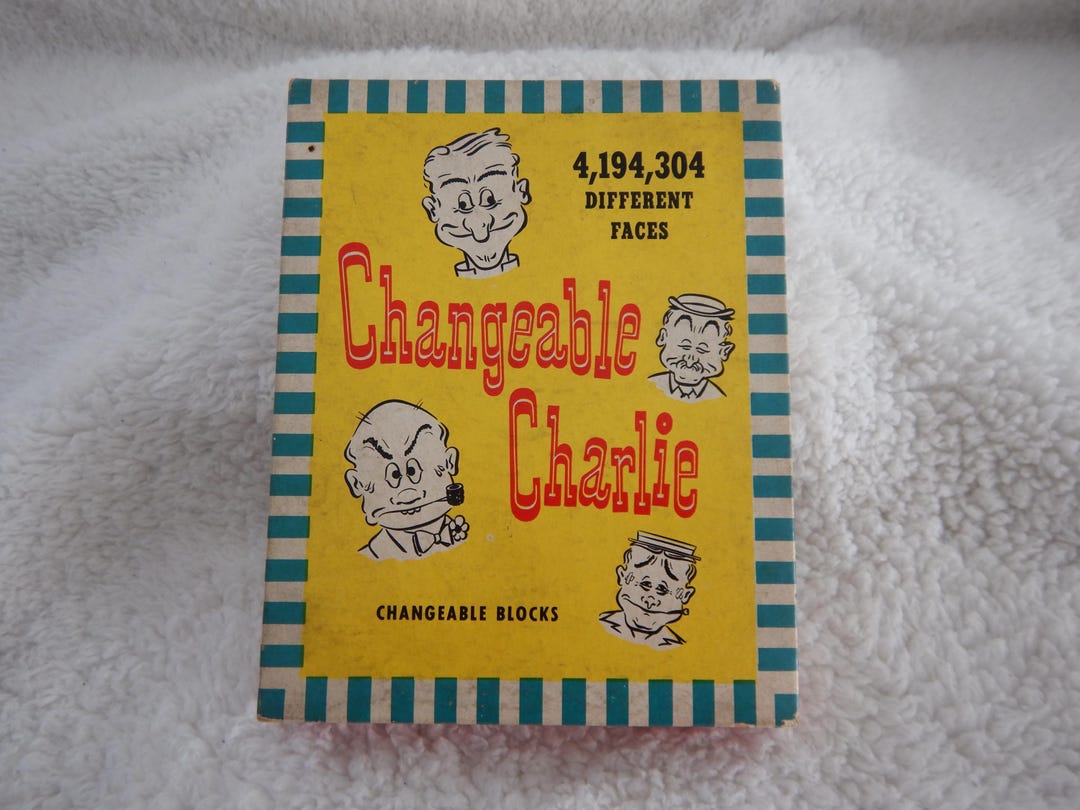 Vintage Changeable Charlie Blocks 1948 Game Faces in Original Box ...