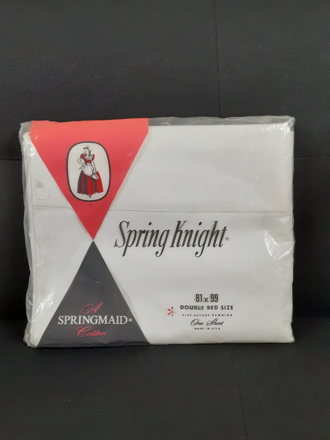 Vintage Springmaid Spring Knight Luxury Muslin White Double Bed Flat ...