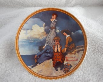 Vintage Knowles Norman Rockwell Waiting On The Shore Collectible Decorative Plate Rediscovered Women Collection Limited Edition Fine China