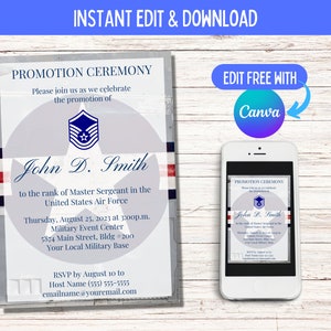 Air Force Announcement "Vintage Plane" Promotion, Retirement, Commission, Graduation Ceremony, Invitation, Officer, Enlisted, Digital