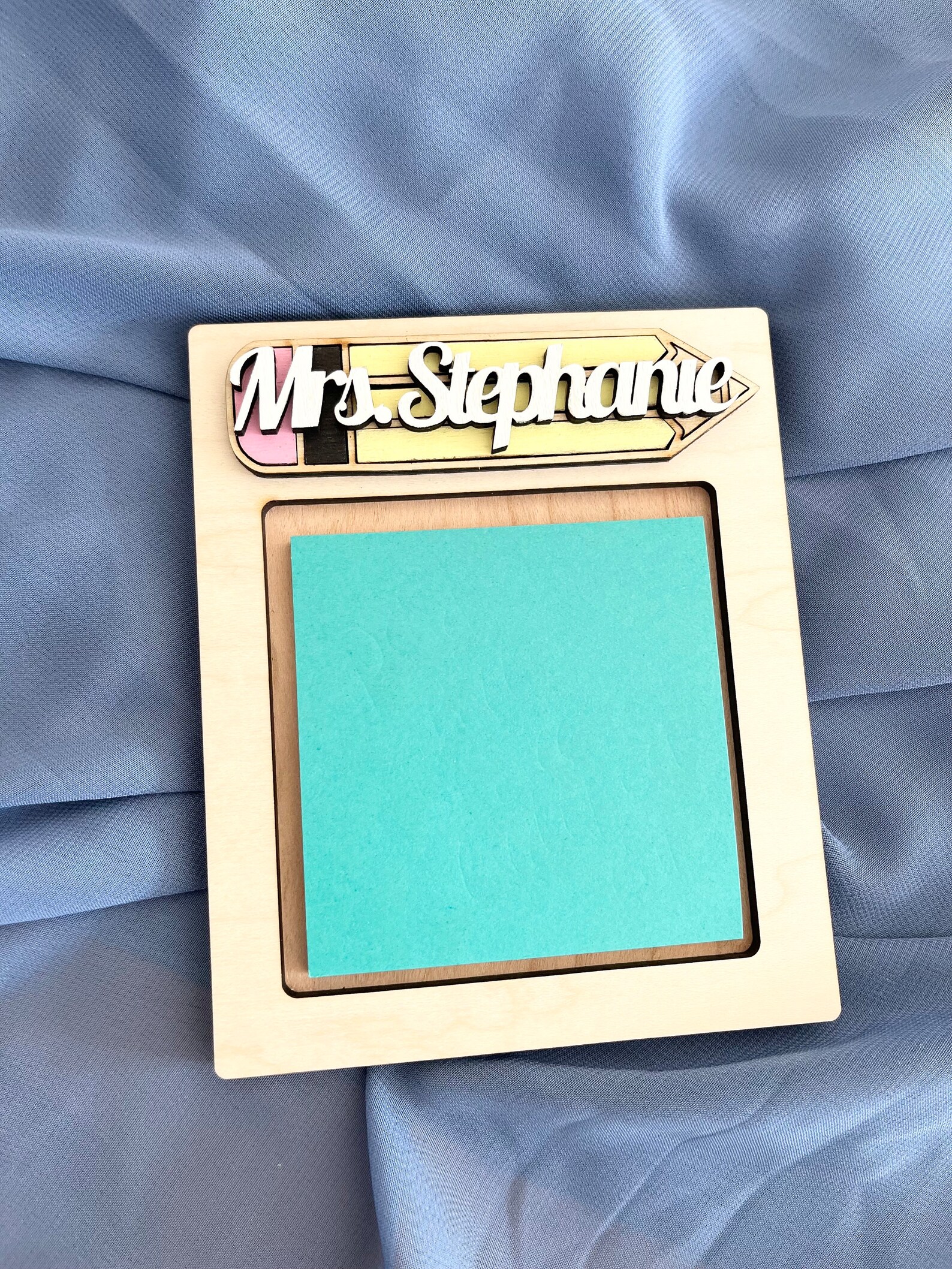 Personalized Teacher Sticky Note Pad Holder, Pencil Style Custom Name ...