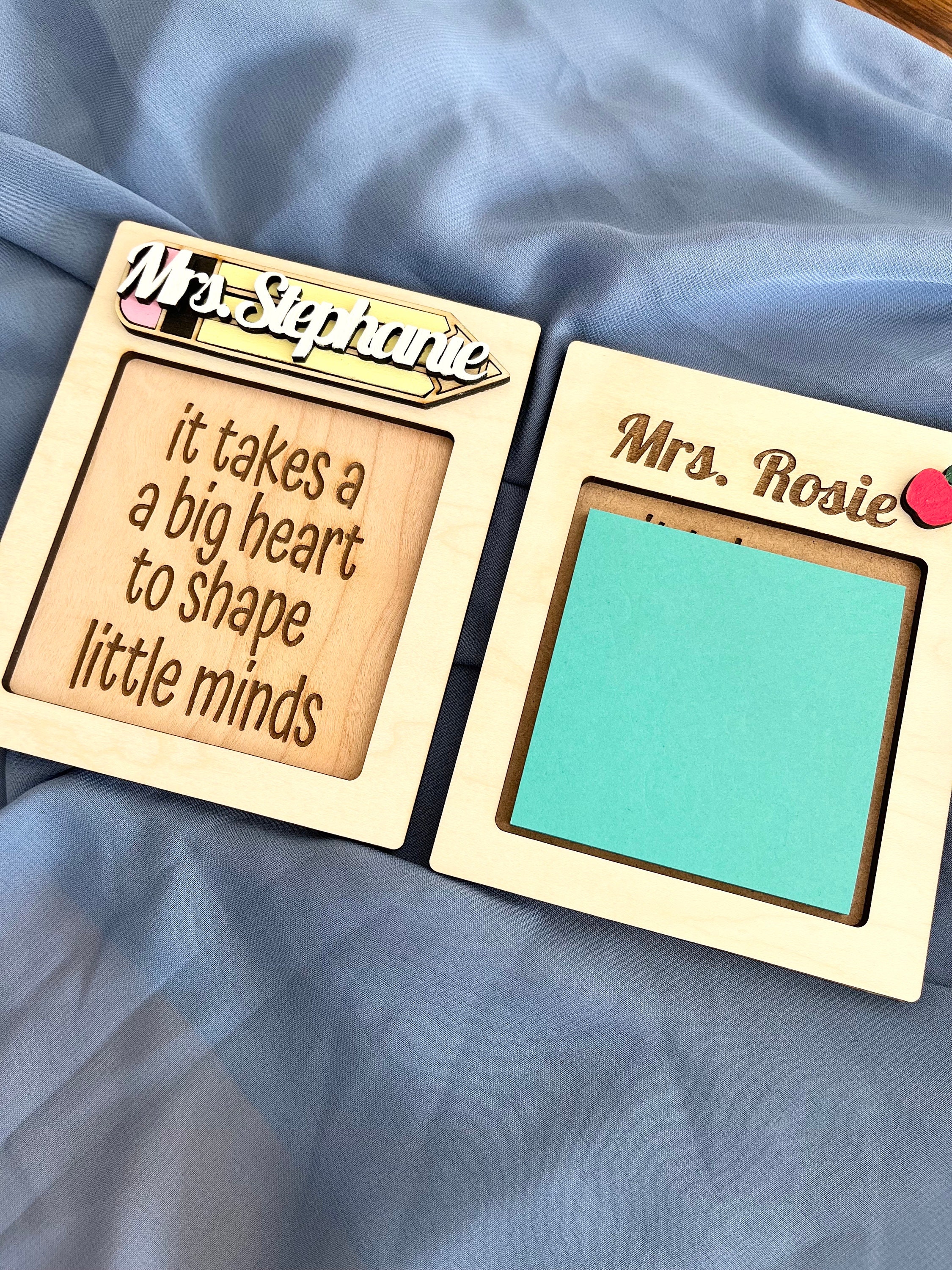Personalized Teacher Sticky Note Pad Holder, Pencil Style Custom Name ...