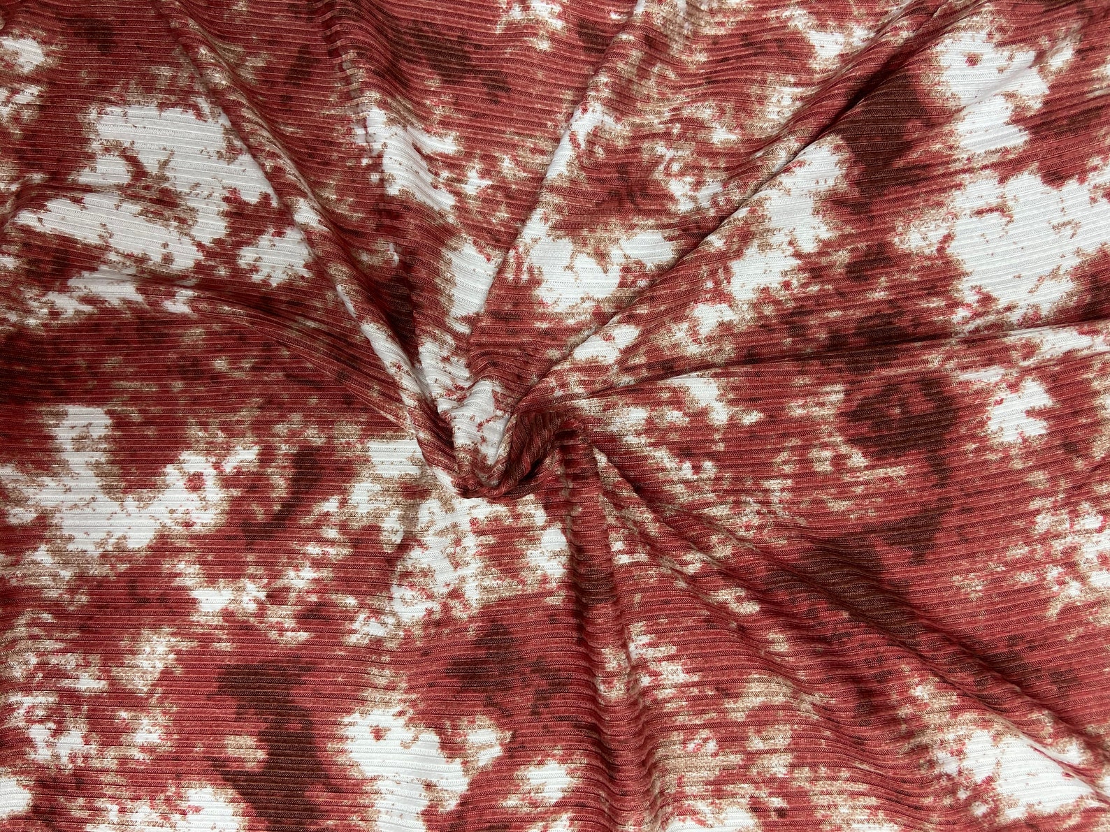 Terra Cotta Tie Dye Rib Knit Fabric by the Yard Etsy