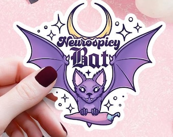 Pastel Goth Bat Sticker: Neurospicy Mental Health Vinyl Decal