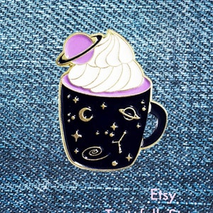 Starry Space Cup Enamel Pin/Space Coffee Cup Pin