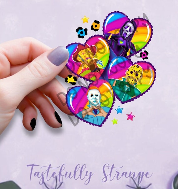 Spooky Lisa Frank Inspired Horror Icons Cute Colorful Sticker/Spooky Cute Sticker/Freddy Jason Michael Ghostface/Horror Boys Sticker