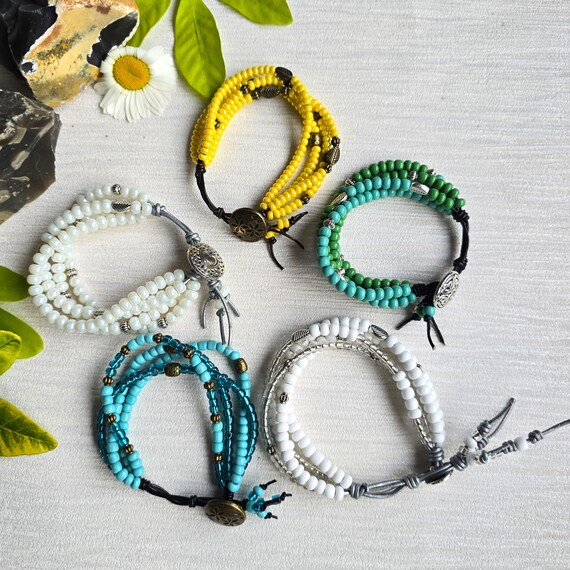 Leather Cord Bracelet With Beads Diy Boho Seed Bead Leather