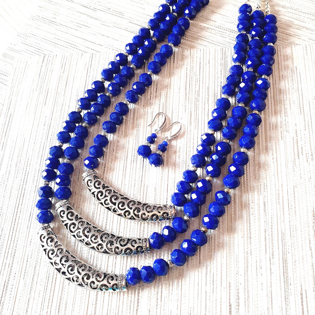 Short Stacker Necklace- Dark Blue main image 1