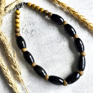 Chunky Wooden Bead Statement Necklace: Earthy Boho Jewelry