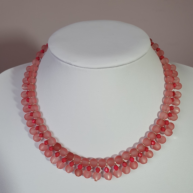 Dusky Pink Glass Bead Necklace Bracelet Earrings Setpale Pink Etsy UK