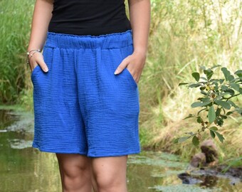 Musselin*Shorts THEA kobaltblau