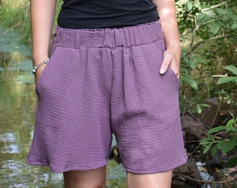 Musselin*Shorts THEA velvet plum