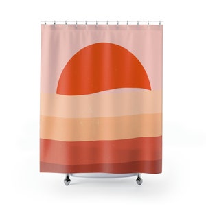 Sunset Mid Century Modern Shower Curtains