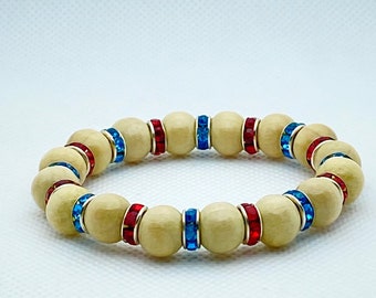 Dream Bracelet;4th of July bracelets;America jewelry;handmade stretchy bracelet;red,white,blue