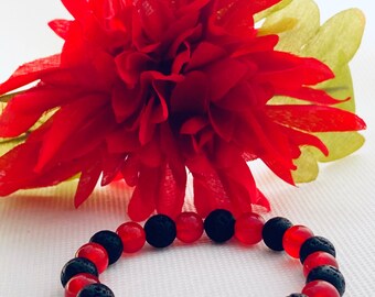 Dark Chamber Bracelet diffuser bracelet jewelry gift for her red and black accent jewelry Motivational Bracelet Essential oil bracelet