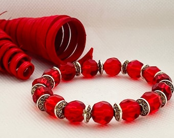 Cranberry Bracelet bright red jewelry detailed bracelets shaped glass bead jewelry