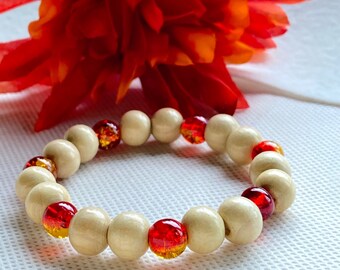 Lightly Drifting Bracelet;wooden beads;handmade beaded bracelet; inspiring beaded bracelet Wood Bracelet Stretchy bracelet