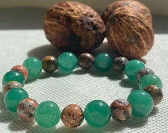 Clever Rock Bracelet;sturdy high quality jewelry;earth toned bracelets; handmade bracelet stone bead bracelet Green stretchy bracelet