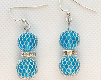 Sky Blue Earrings hypoallergenic earrings blue mesh earrings