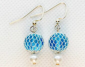 Vivid Blue Earrings;wedding earrings;handmade high quality jewelry;bridesmaids earrings