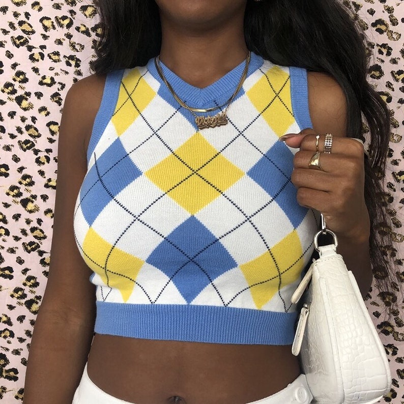 argyle cropped sweater