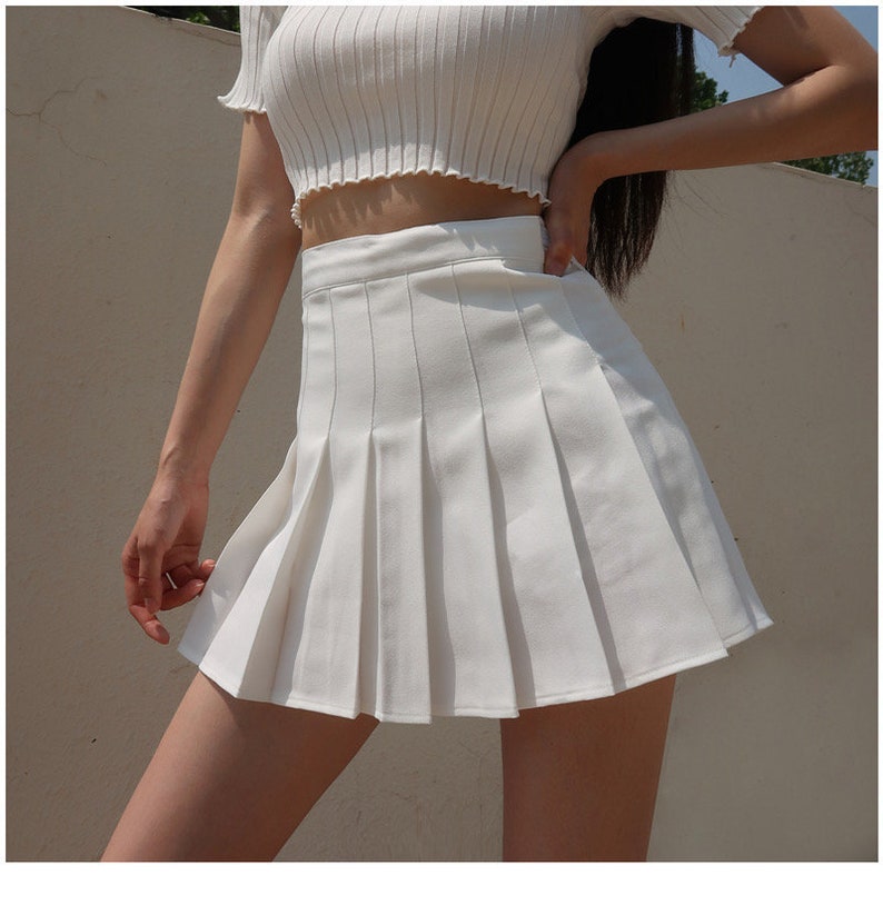 JENNIE White Mini Pleated Tennis Skirt /Schoolgirl Highwaisted Etsy
