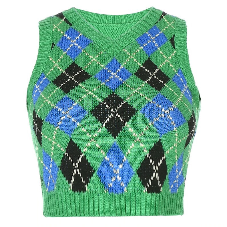 argyle cropped sweater