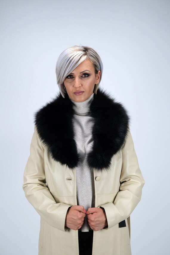 Echt Pelz Fuchs schwarz Kragen natürliche Pelz kragen Fuchs