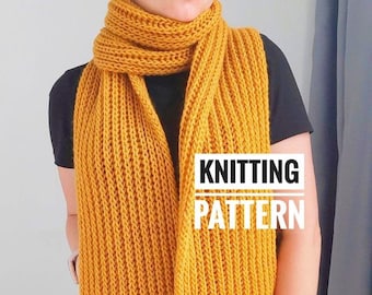 Chunky Knit Scarf Pattern PDF – Easy Beginner Knitting Pattern
