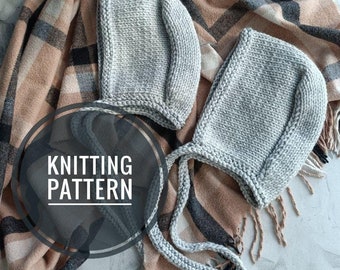 Knitting Pattern Adult Bonnet Hat – Vintage Style Headwear – PDF Knitted Hood Tutorial – Easy Knit Hat Pattern for Women – Instant Download