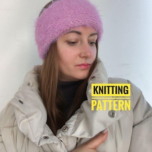 Patrón de diadema de punto con efecto de piel sintética (inglés) / Calentador de orejas fácil para el invierno / Hilo de felpa / Tutorial de tejido de una pieza en PDF / Idea de regalo DIY