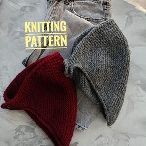 KNITTING PATTERN – Trendy Knit Headscarf, Bandana, Triangle Scarf, Kerchief, Headwrap for Adults | PDF Tutorial | Beginner-Friendly