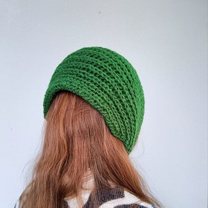 green wool bonnet hat / knitted headband / head hair scarf bandana / knitted headband / vintage head scarf / neck warmer scarf image 4