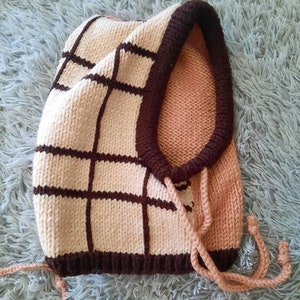 color block winter hood / chunky knit / wool hat balaclava / scarf with hood / winter hats / pixie hood / cowl scarf image 8