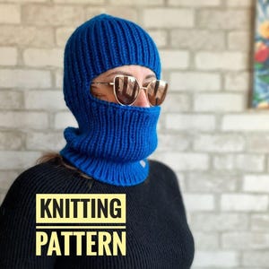 PDF Knit Balaclava Pattern / DIY Ski Mask Knitting Instructions / Winter Face Mask Hat / Women's Handmade Hat Pattern
