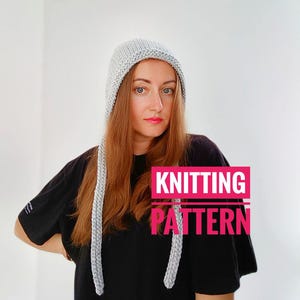 Knit Hat PDF Pattern – Adult Winter Hat with Ties – Women's Balaclava – Chunky Knitting Pattern –Digital Download