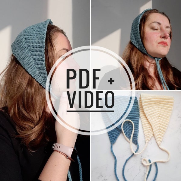 PDF crochet PATTERN adult bonnet hat