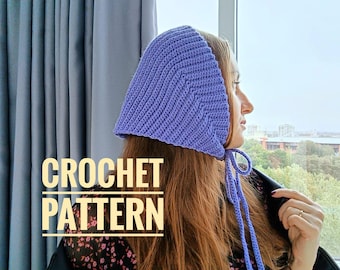 Vintage Crochet Headscarf Pattern – PDF Crochet Bandana Scarf Tutorial, Easy Triangle Scarf for Beginners, Instant Digital Download