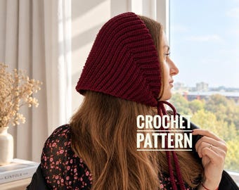 Vintage Crochet Headscarf Pattern – Triangle Bandana Kerchief PDF, Easy Beginner Accessory