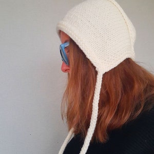 custom adult bonnets / winter fashion hat beanie / chunky knit hat / earflap hat / crochet womens bonnet / soft winter hat image 7