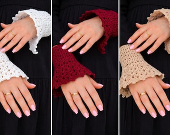 Lace Ärmel Verlängerungsbündchen - Abnehmbares Strick-Handgelenk-Detail | Gefälschte geschichtete Ärmel | Soft Girl Ästhetisches Outfit Accessoire | Geschenk für Sie