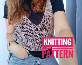 Gestricktes Sommer Crop Top Muster PDF – Einfaches leichtes Strick Top Tutorial – Anfängerfreundliches Tank Top Muster – Luftiges Sommer Shirt Strickmuster