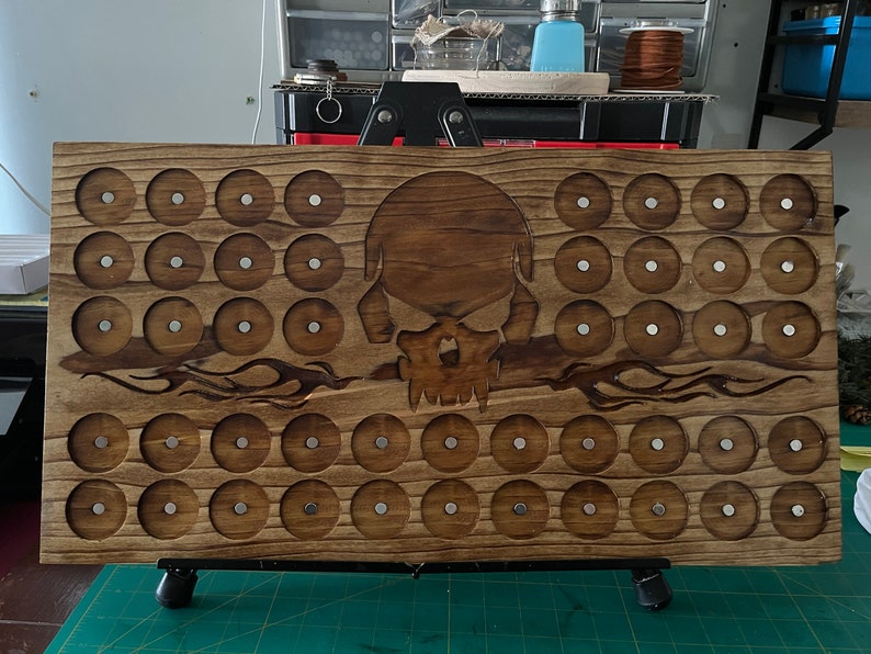 11x22 Custom Carved Wood Motorcycle Poker Chip Holder 46 Count