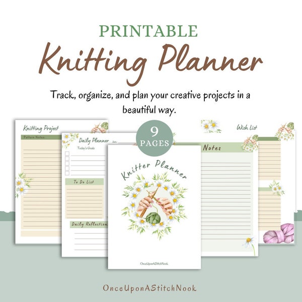 Knitting Boho Planner, Digital Download for Tracking, Budgeting, and Planning Knit Projects, Knitting Project Journal, Knit Tracker