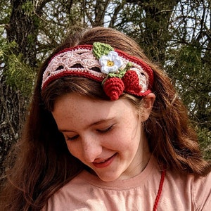 Strawberry Crochet Headband & Purse /Cute Strawberry Shortcake Hairband/Kawaii Adorable Headpiece/ Fairycore Matching Set