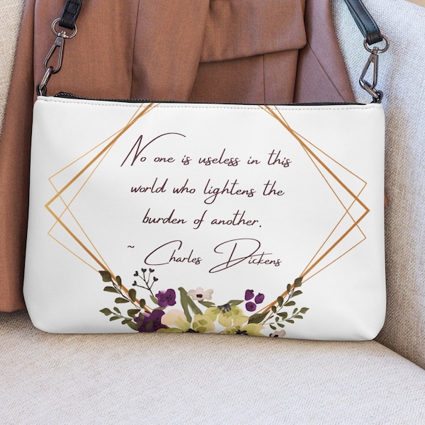 Charles Dickens Quote Crossbody bag / Literary Book Bag / Reader Gift / Minimalist Bag/ Daughter Gift / Dickens Fan Gift