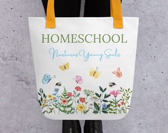 Borsa tote Homeschool Nurtures Young Souls / Borsa tote grande Farmers Market / Borsa per mamma / Borsa per mamma che fa scuola a casa