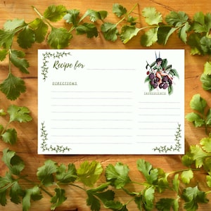 Cottagecore Berry Fairy Recipe Card / Printable Recipe Card / Digital Download Stationery