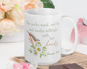 Proverbs 31 Woman Mug | Crochet Gift for Her